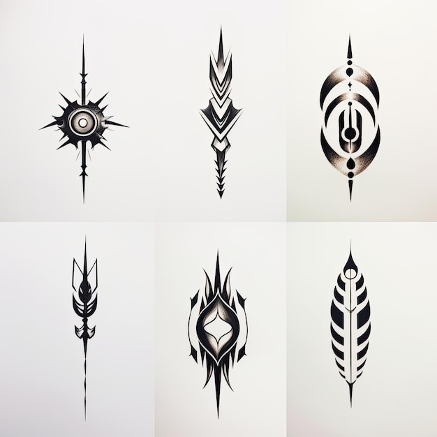 Conjunto de elementos de diseño de tatuajes tribales ilustración vectorial aislado sobre fondo blanco