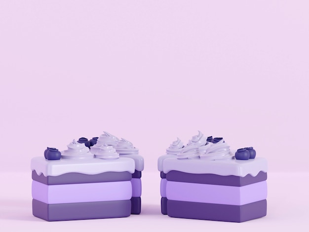 Conjunto de elementos de fiesta de cumpleaños de tortas de cumpleaños render 3d