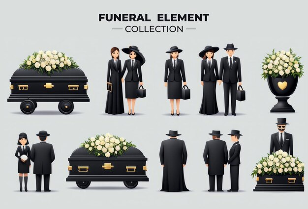 Foto conjunto de elementos funerarios