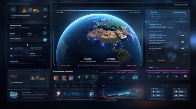 Conjunto de elementos infográficos para HUD Sci Fi Interfaces HudGUI para el diseño de fondo del juego Fondo de tecnología Datos digitales IA generativa