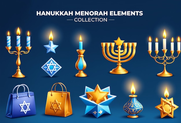 Conjunto de elementos de la Menora de Hanukkah