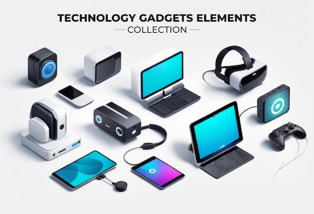Foto conjunto de elementos de technology gadgets