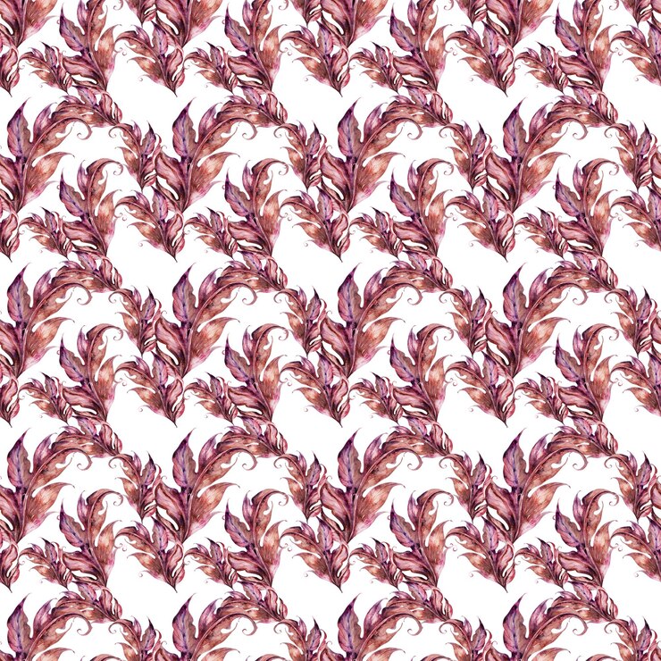 Foto conjunto em aquarela de padrões sem emenda com folhas de acanto estilizadas