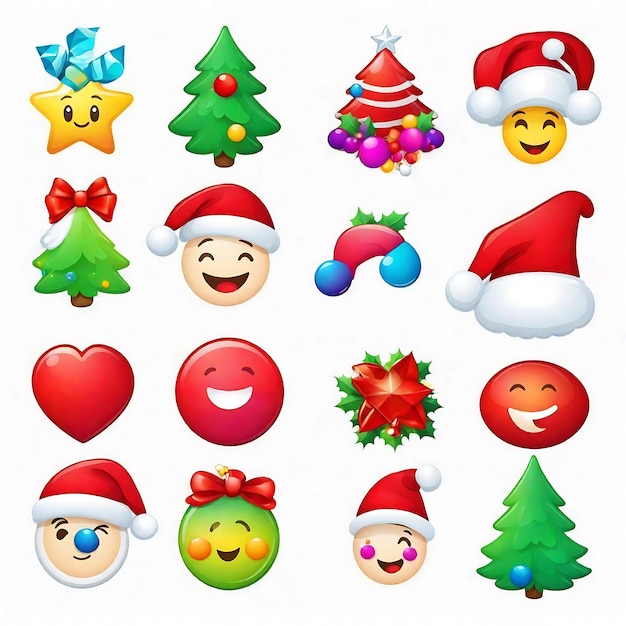 Foto conjunto de emojis de vacaciones hoots ilustradas de navidad risas