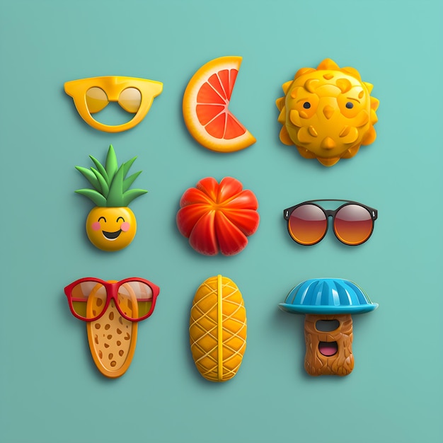 conjunto de emojis de verano