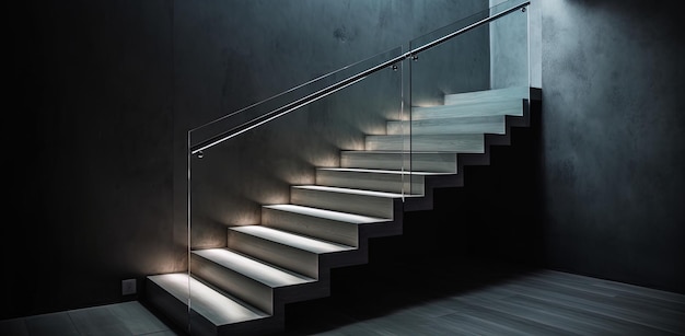 un conjunto de escaleras con una luz en la parte inferior