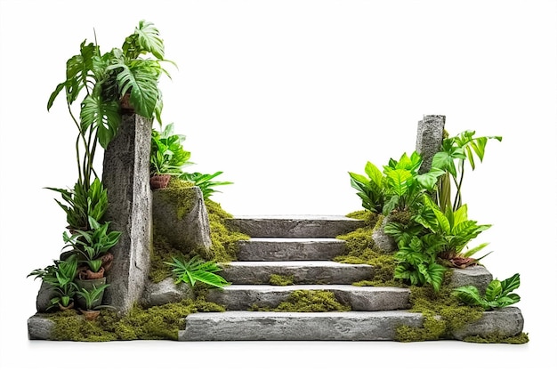 Un conjunto de escaleras con plantas en él