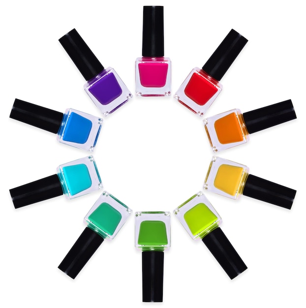 Conjunto de esmaltes de uñas multicolores Tarros de arcoíris con esmalte de uñas