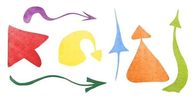 Conjunto de flechas de colores acuarela