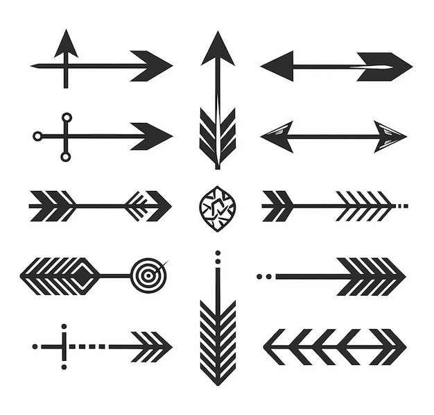 Foto conjunto de flechas dibujadas a mano elementos para el diseño ilustración vectorial