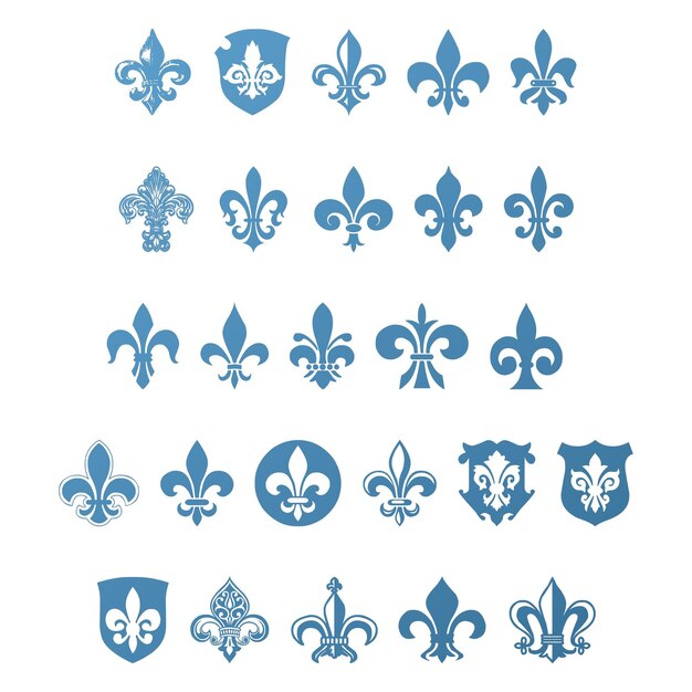 Foto conjunto de fleur de lis elementos efecto gradiente foto conjunto vectorial jpg