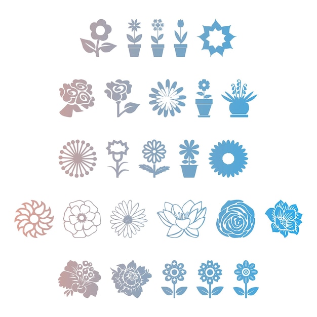Foto conjunto de flores elementos efecto gradiente foto conjunto vectorial jpg