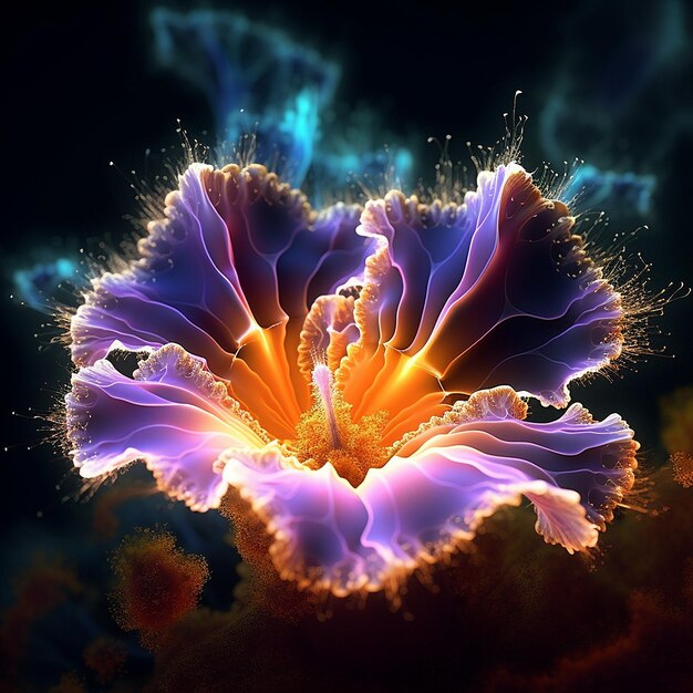 Foto conjunto de flores de mandelbrot luminosas foto de naturaleza sincera imagen generada por ia