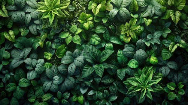 Conjunto de follaje verde con un concepto ecológico y contexto ambiental