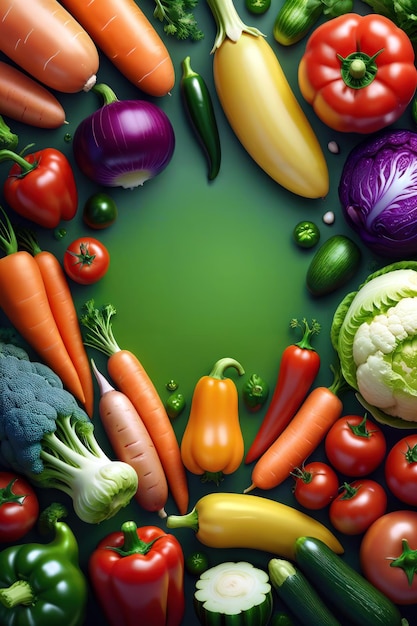 conjunto de fondo de marco de verduras