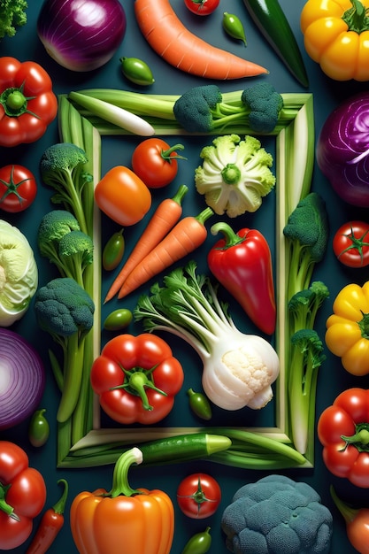 conjunto de fondo de marco de verduras