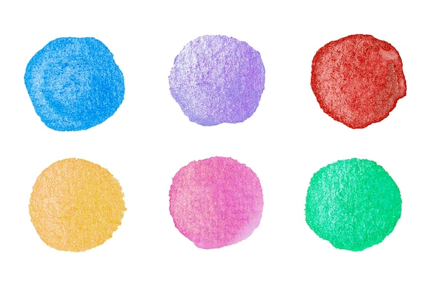 Conjunto de fondo de pintura de mano de forma de círculo colorido brillo