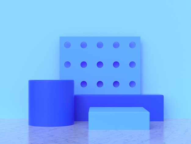 conjunto de forma geométrica abstracta de pared azul