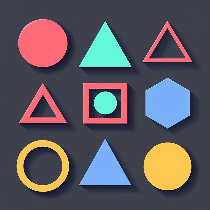 Foto conjunto de formas geométricas llenas de colores contemporáneas abstractas