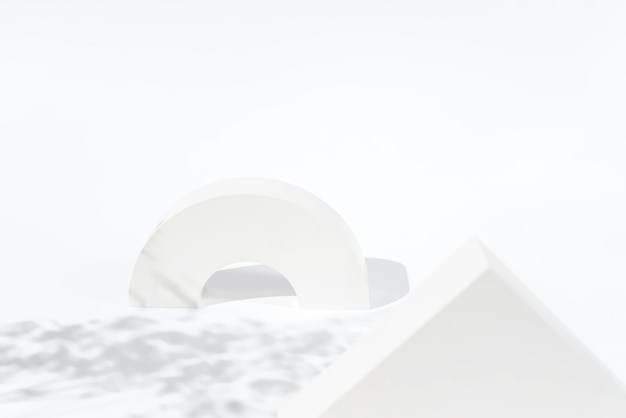 Conjunto de formas geométricas de yeso y arcilla sobre fondo pastel doble Afiche de moda para el diseño