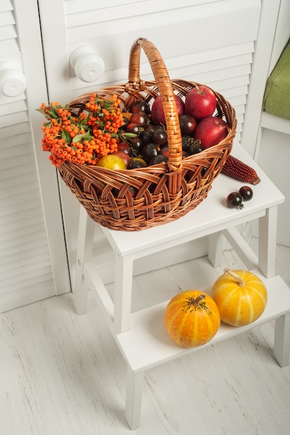 Conjunto de frutas y verduras de acción de gracias