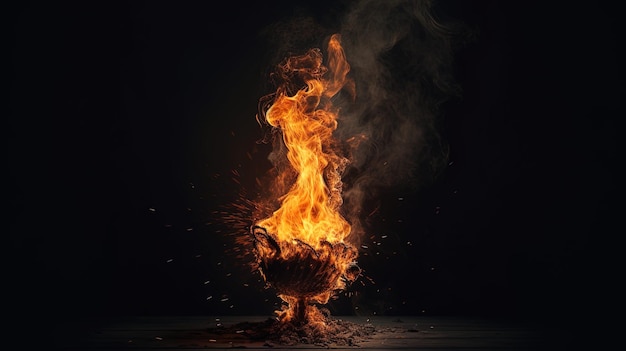 conjunto de fuego en fondo negro aislado VFX