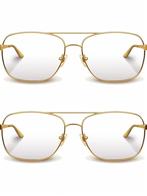 Foto conjunto de gafas de oro material metálico transparente aislado en fondo blanco colección oficina de moda