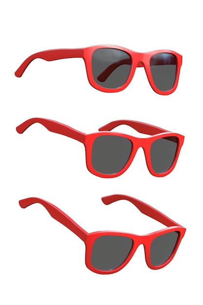 Conjunto de gafas rojas aisladas sobre fondo blanco ilustración 3D