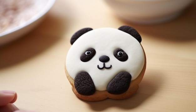 Un conjunto de galletas en forma de pandas impresas en 3D, adorables galletas con temas de pandas.