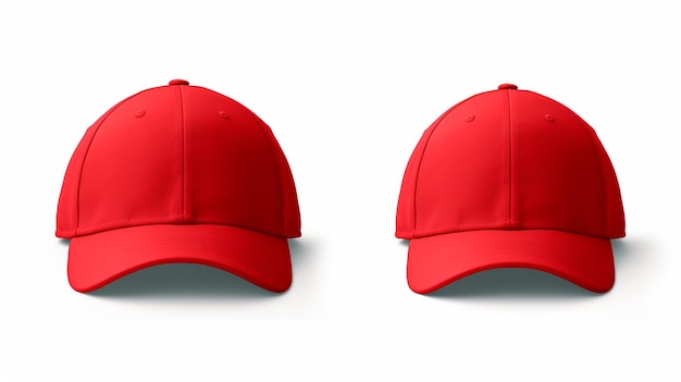 Foto conjunto de gorras rojas aisladas en blanco