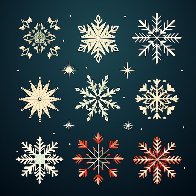 Conjunto grátis de vetor de design de Natal de flocos de neve