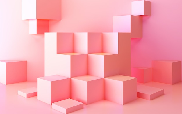 Conjunto de grupo de formas geométricas abstractas, fondo abstracto mínimo, representación 3d, escena con formas geométricas