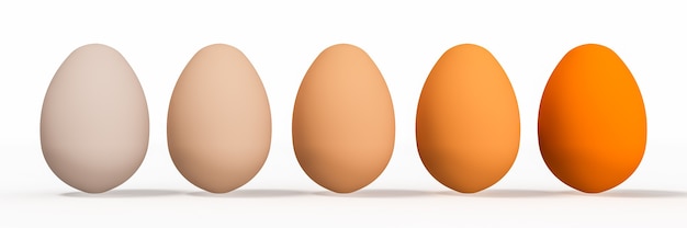 Conjunto de huevos de Pascua sobre fondo blanco.