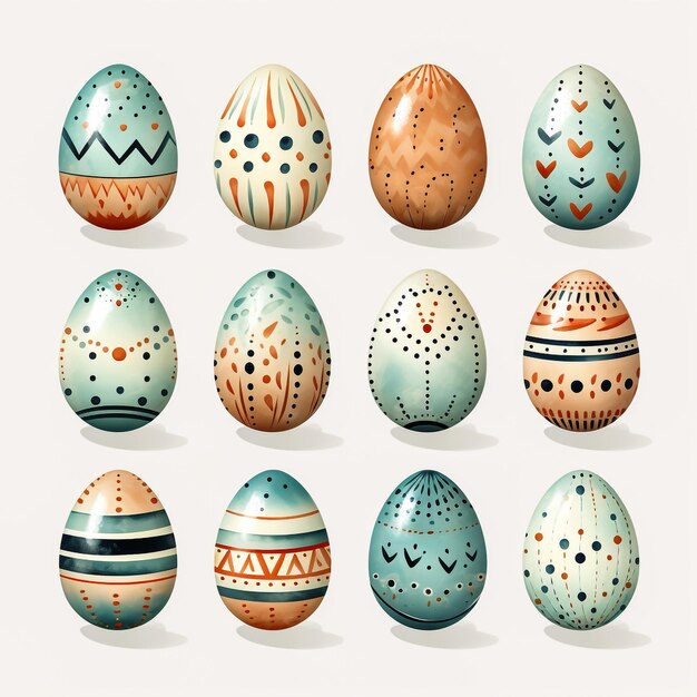 Foto conjunto de huevos de pascua