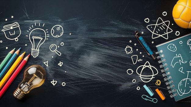 Conjunto de iconos 3D de educación De vuelta a los conceptos de equipos escolares Copiar espacio para texto IA generativa Illust