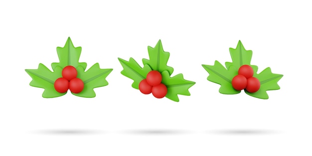 Foto conjunto de íconos 3d de visón navideño aislados sobre un fondo blanco