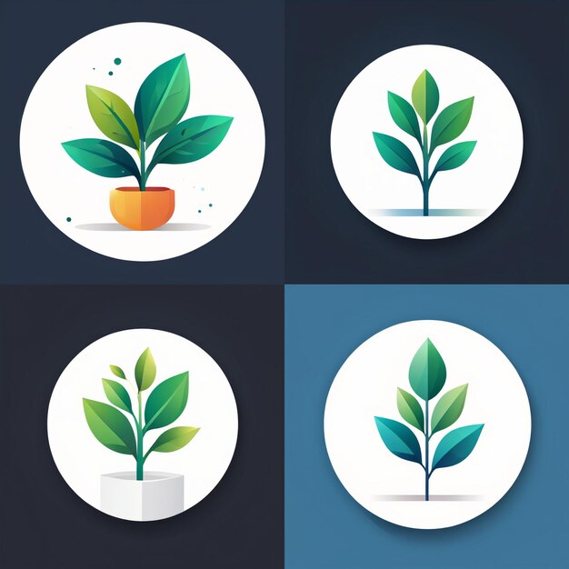 Foto conjunto de iconos para aplicaciones y sitios con la imagen de un árbol símbolo del medio ambiente