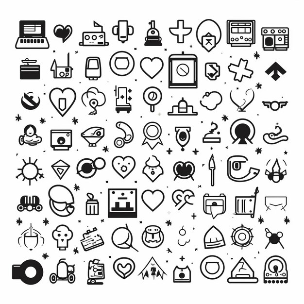 un conjunto de iconos en blanco y negro de varios tipos de dispositivos generativos ai