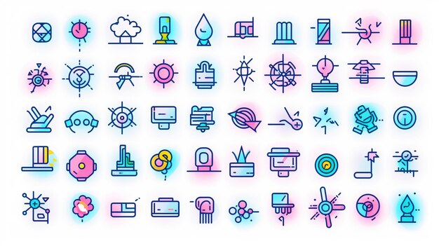 un conjunto de iconos coloridos de varios tipos y tamaños generativos ai