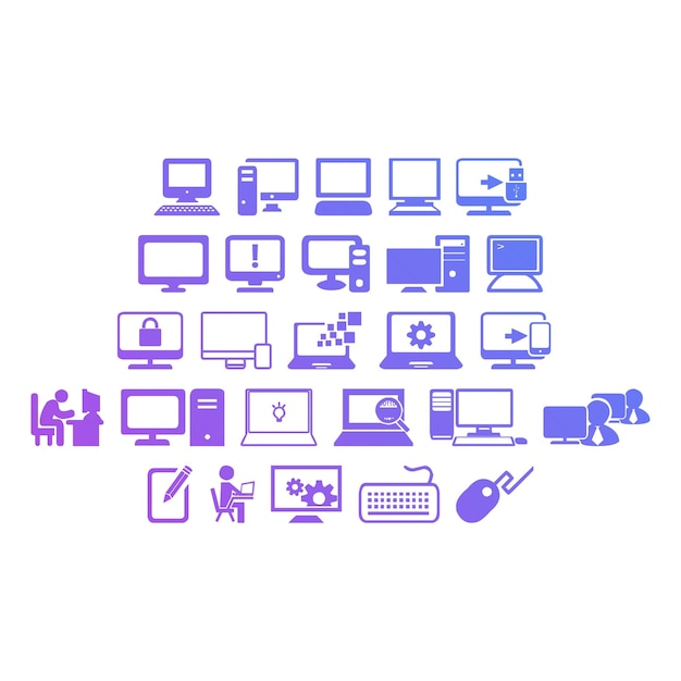conjunto de iconos de computadora elementos efecto gradiente foto conjunto vectorial jpg