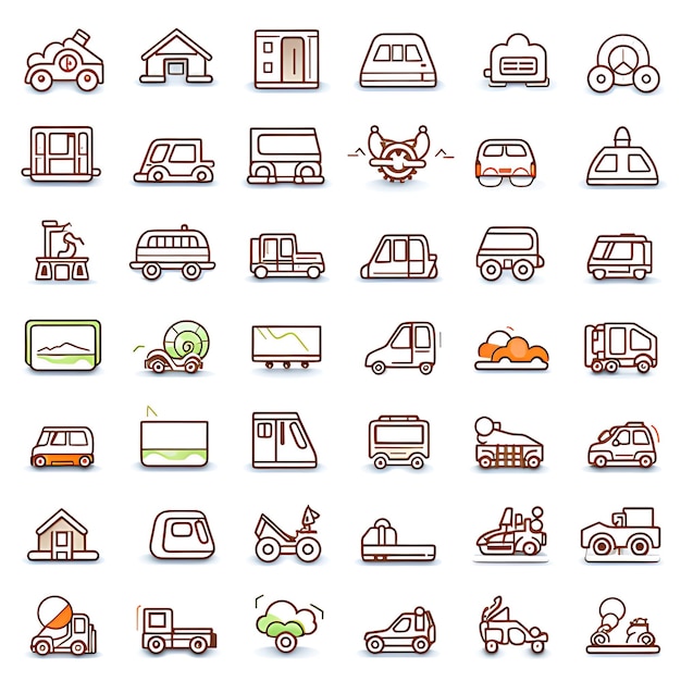 Foto conjunto de iconos de contorno paquete de iconos de línea ai generativo