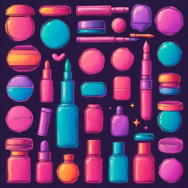 Foto conjunto de iconos de cosméticos