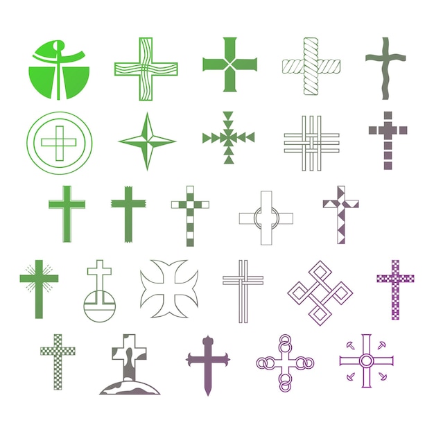 Foto conjunto de iconos cristianos elementos efecto gradiente foto conjunto vectorial jpg