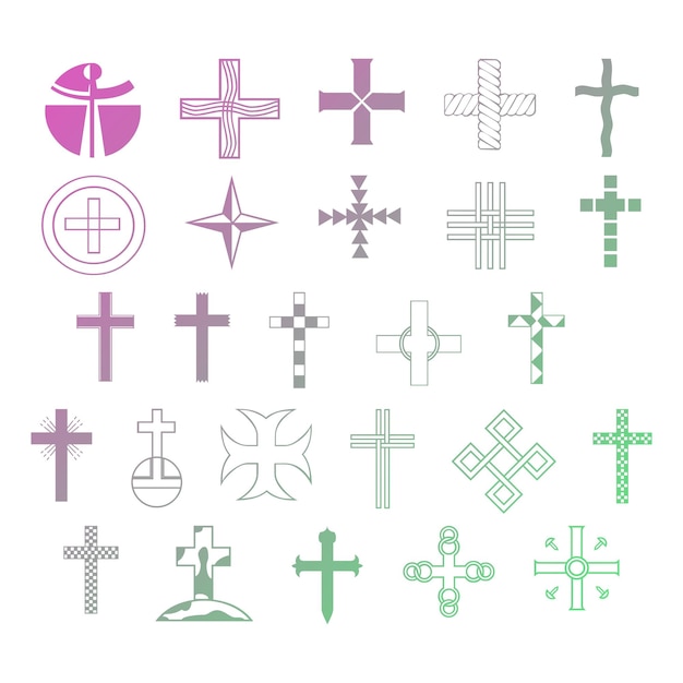 conjunto de iconos cristianos elementos efecto gradiente foto conjunto vectorial jpg