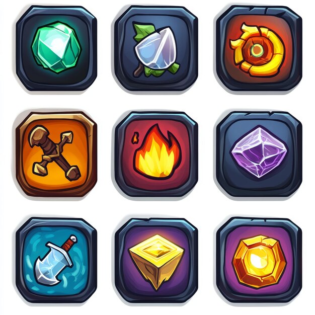 un conjunto de iconos de diferentes colores con diferentes colores y formas