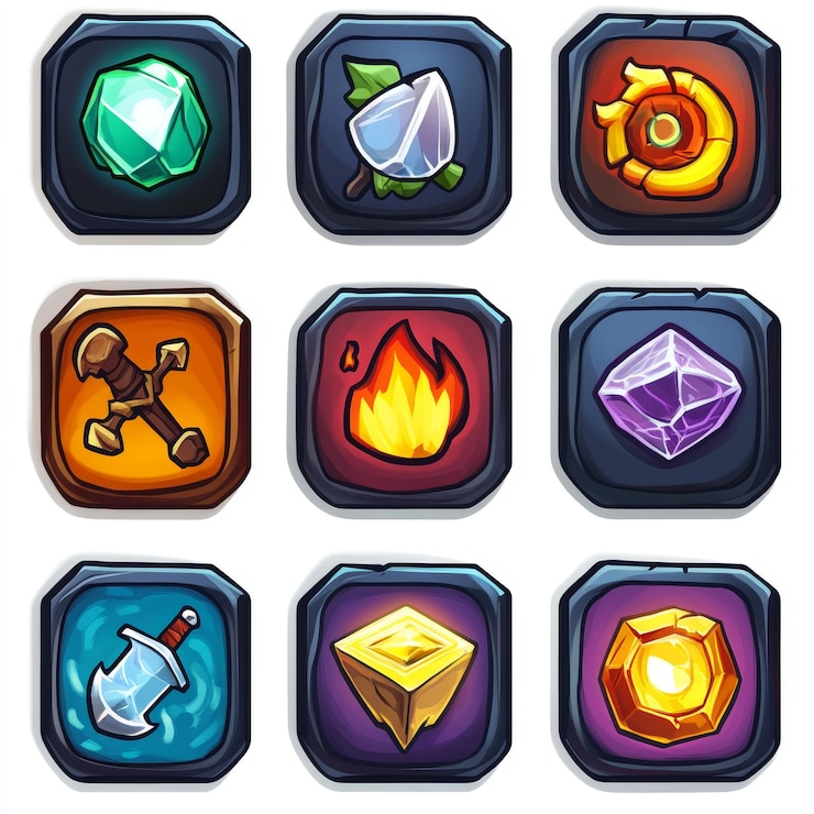 Foto un conjunto de iconos de diferentes colores con diferentes colores y formas