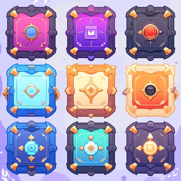 un conjunto de íconos de diferentes colores para un juego de ai generativo