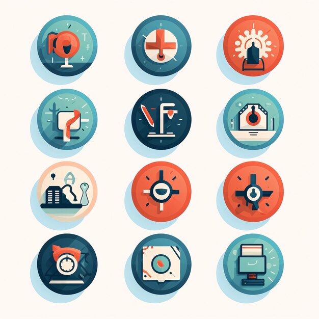 Foto conjunto de iconos de diseño plano para atención médica y sanitaria ilustración vectorial