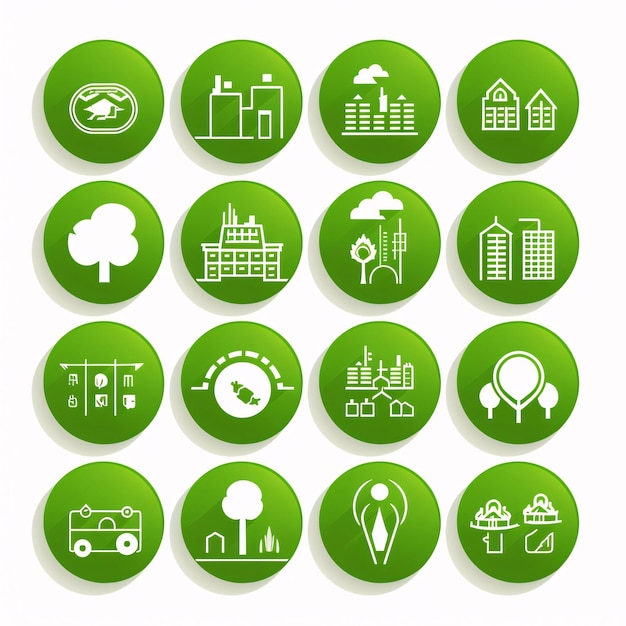 Conjunto de iconos de ecología Elementos de diseño vectorial verde para aplicaciones web y móviles