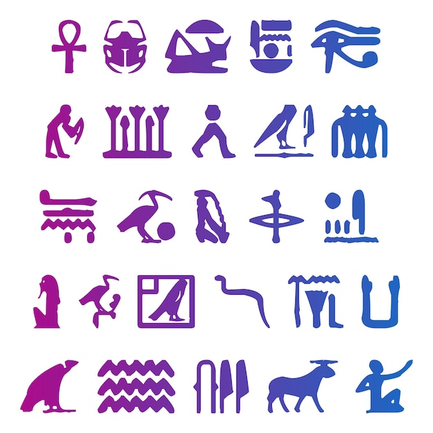 Foto conjunto de iconos egipcios elementos efecto gradiente foto conjunto vectorial jpg